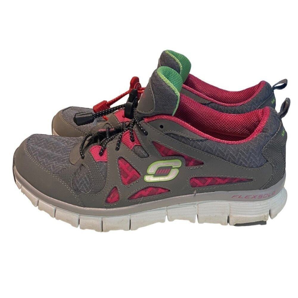 SKECHERS Women’s "Sport Flexsole" Athletic Running Sneakers, Color Gray/Pink, Si
